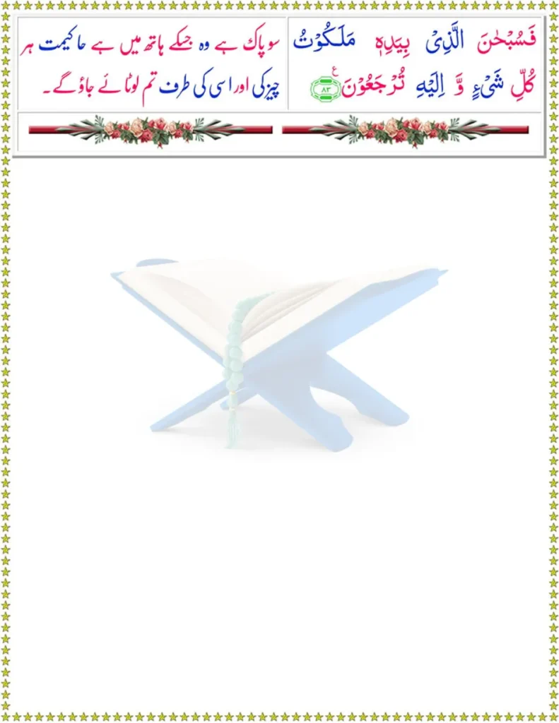 surah yaseen with urdu translation final verse about Allah's power and dominion