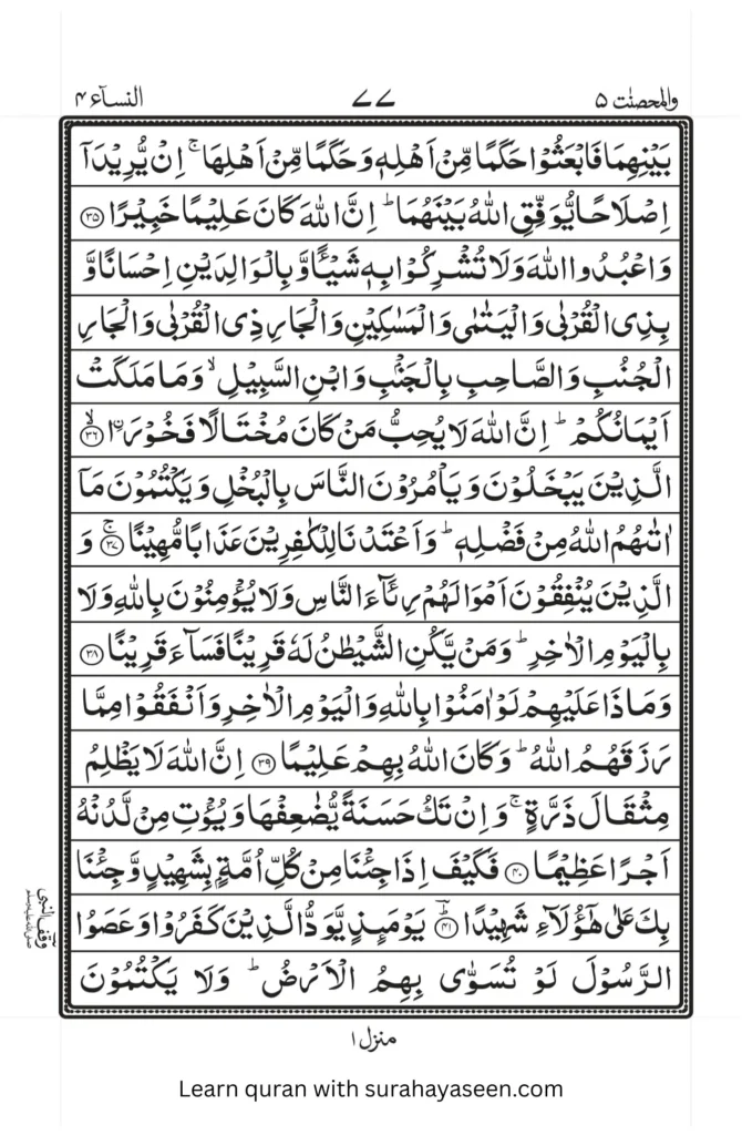 Surah An-Nisa Verses 24 to 64 in Para 5